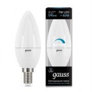 Лампа Gauss Свеча 7W 590lm 4100К Е14 диммируемая LED 1/10/100