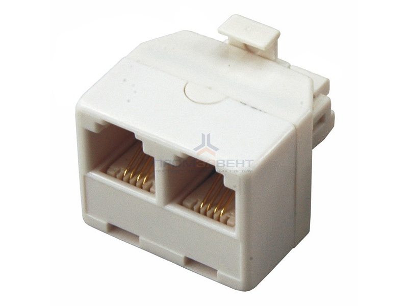 Телефонный двойник 6P-4C (штекер - 2 гнезда)