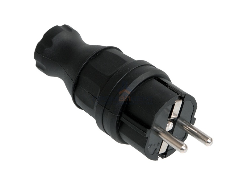 Вилка каучуковая прямая ИЭК 2P+E 16А 250В IP44