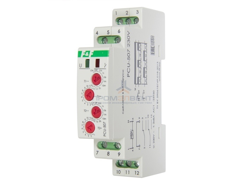 Реле времени многофункциональное PCU-507 0.1с - 24дн., 8А, 2NO/NC