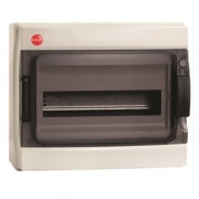 Щиток настенный DKC на 12 модулей IP65 серый с прозрачной дверцей с клеммником 87512 и замком