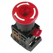 Кнопка ANE22 "Грибок"с фикс.крас.d22мм неон/240В 1з+1р ИЭК
